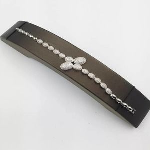 High Quality White Gold Plated Pave Cubic Zirconia Diamond Bracelet Ring Set